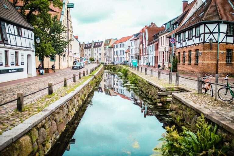 Gabled houses along the Grube watercourse in Wismar